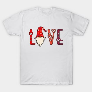 Love with Gnome and Hearts T-Shirt